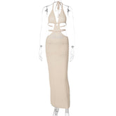Sleeveless Halter Lace-Up Dress - Sexy Backless Slim Fit for Prom & Vacation